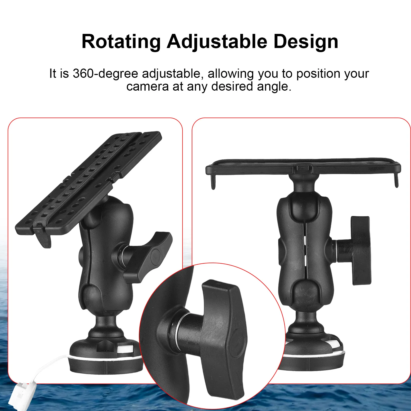 Soporte para buscador de peces con Base Rectangular, sistema de instalación de riel de Kayak ajustable, accesorios de pesca - imagen 5