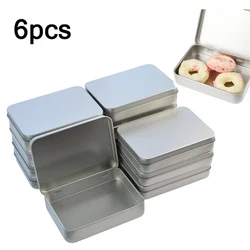 Contenedor de caja de lata con bisagras de Metal, Mini contenedor de almacenamiento pequeño portátil con tapa para almacenamiento en el hogar, organizador artesanal de dulces, 6 uds.