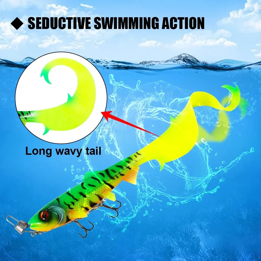 Spinpoler Firebomb Swimbait con anzuelo de aparejo Stinger, Kit de pesca de cola larga, señuelo suave, peso de plomo para Lucio, juego grande, peces falsos - imagen 3