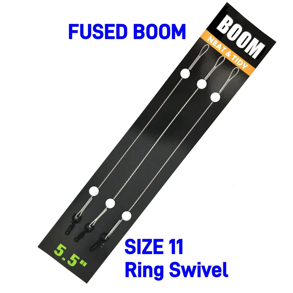 Línea líder de pesca de carpa para aparejos, accesorios, pluma fundida, 100% líder de fluorocarbono, hooklink de 5,5 pulgadas con Ronnie y anillo giratorio