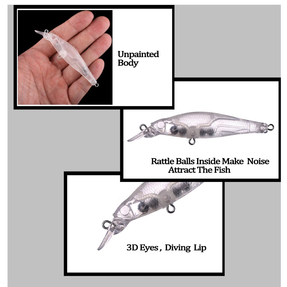 Chan'sHuang-cebo en blanco sin pintar, 20 piezas, 9cm, 7g, sonajeros, flotante, pececillo de buzo poco profundo, aparejos de pesca artificiales hechos a mano - imagen 5