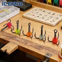 ICERIO Anzuelos triples con huevas UV realistas para pesca en hielo