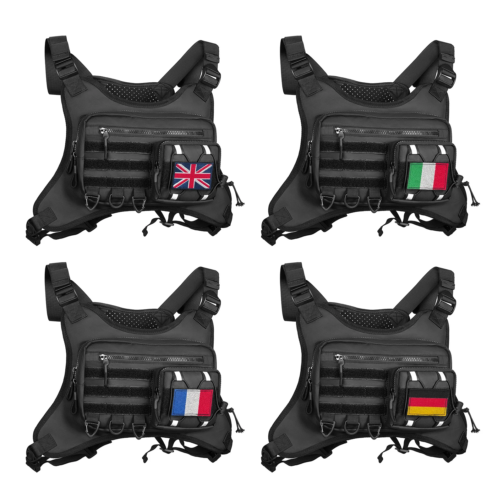 Bolsa de pecho para hombre, chaleco para correr, paquete de pecho con correas ajustables, bolsa reflectante de poliéster 900D para deportes al aire libre, aparejo para el pecho - imagen 3