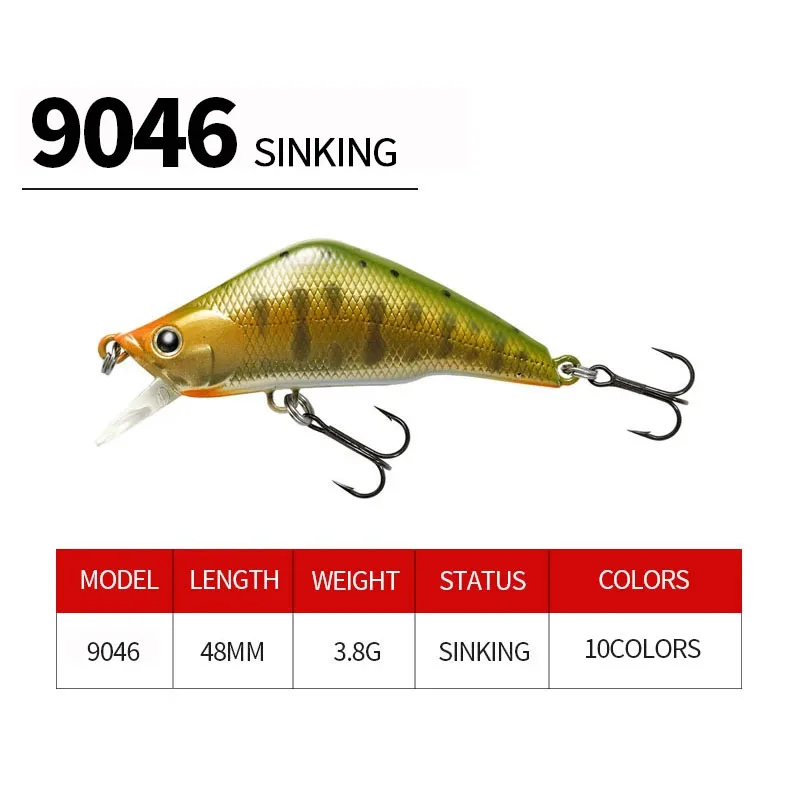 45mm 3,8g Señuelos de Pesca de pececillo que se hunden Trolling Wobblers Swimbait Pesca japonesa trucha carpa cebo duro Artificial aparejos de Pesca - imagen 5