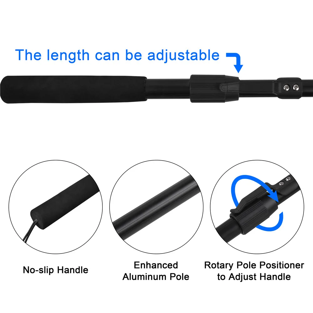 Redes de aterrizaje para pesca, accesorio telescópico plegable de goma para agua salada, de mano, Mango antideslizante para herramientas de pesca con mosca, 100cm - imagen 4