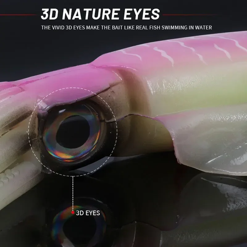 Cebo de calamar suave UV de 60g, señuelo de pesca con curricán, plantillas con cabeza de pulpo, plantilla de calamar luminosa para pesca en barco de aguas profundas, cebo Wobblers - imagen 3