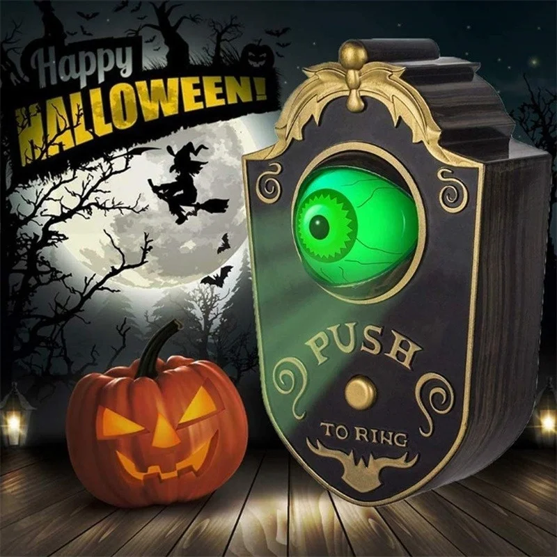 Timbre colgante luminoso, decoraciones embrujadas, accesorios de terror, ojos espeluznante, luces de sonido para Halloween - imagen 3