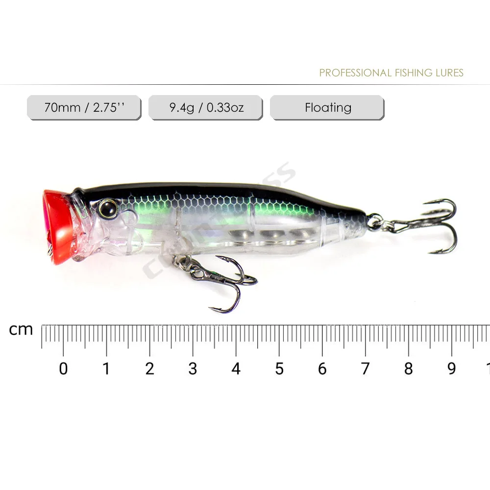 Señuelo de pesca Countbass 3D Popper 70 mm 2-3/4" 9,4 g 21/64 oz. Wobblers Topwater Surface Bass Leurre Peche Señuelos flotantes de cebo duro - imagen 4
