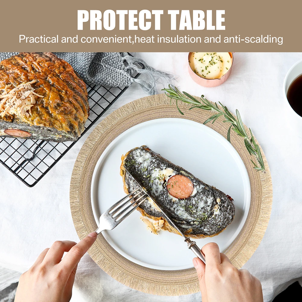 Juego de 4 manteles individuales de algodón trenzado con posavasos, tapetes lavables resistentes al calor, manteles tejidos bohemios para mesa de comedor navideña - imagen 5