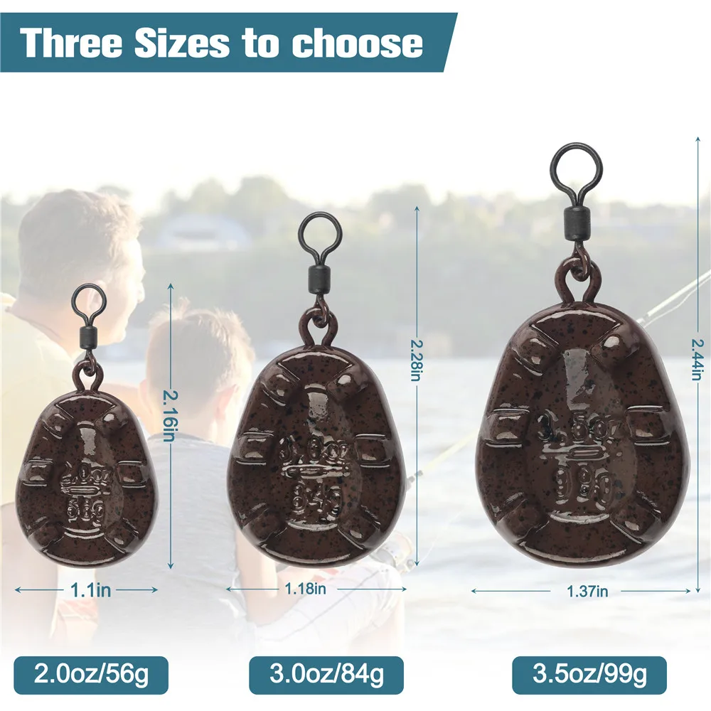 3Pcs Drop shot Carp Fishing weight Carp sinker with swivel for Catfish Surf Trolling jig lure fishing Tackle  2/2.5/3/3.5/4OZ - imagen 3