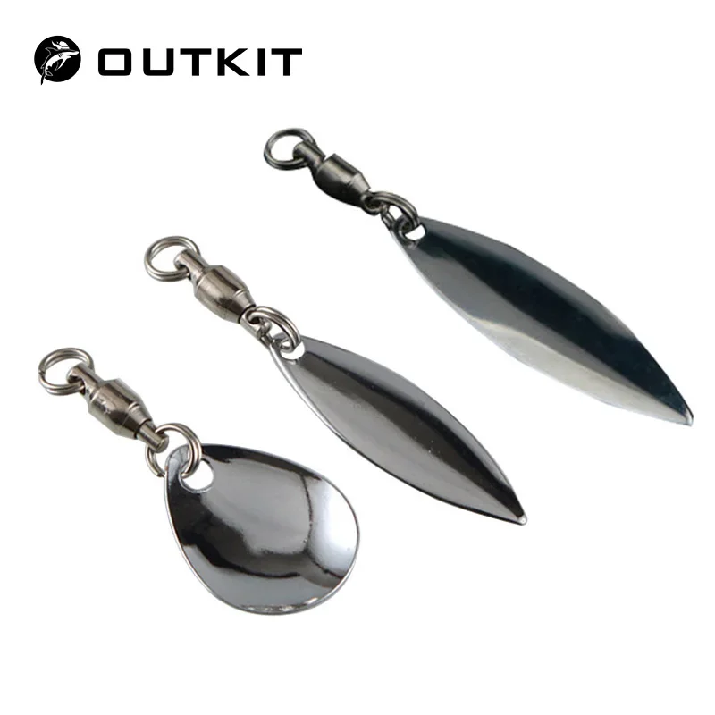 OUTKIT 6 unids/lote señuelo DIY para Spinner cuchara señuelos ranas VIB hoja de acero inoxidable reflectante cucharas ruidosas accesorios de pesca