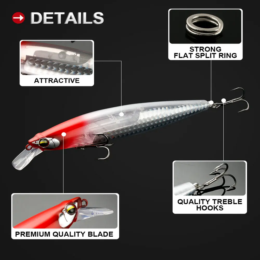 Señuelo de pesca flotante Minnow 130mm 20g Flash Blader Wobbler cebo duro de fundición larga para Lucio - imagen 4