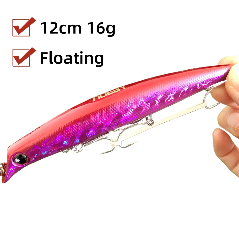 Noeby 12cm 16g flotante 0-0,9 m superficie de lápiz señuelo de pesca Topwater Stickbaits Top Walkers pesca para aparejos de lubina
