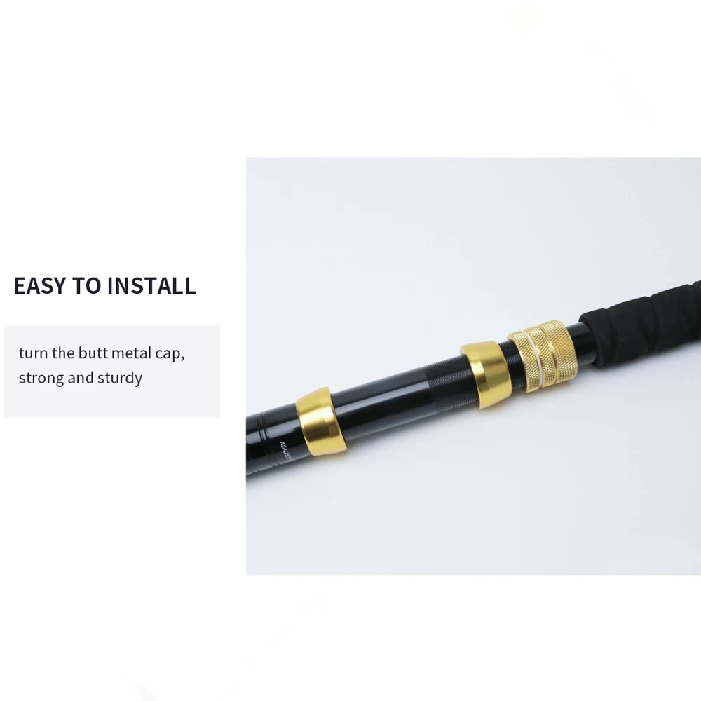 Caña de pescar recta doblada, mango de agarre manual para pesca en aguas saladas, mango de caña de pescar de gran juego, mango de una sección - imagen 5