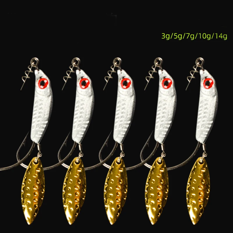 Señuelo giratorio de Metal para Pesca, anzuelo giratorio de 3g, 5g, 7g, 10g, 14g, cuchara giratoria, Pin Crankbait, cebo de hundimiento con vibración - imagen 4