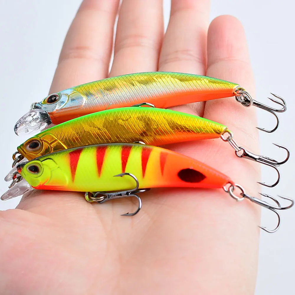 Señuelo de pesca Minnow, 6cm, 6,2g, cebo duro Artificial que se hunde, Wobblers de lubina, señuelos Crankbait, Lucio, anzuelos triples, aparejos - imagen 5