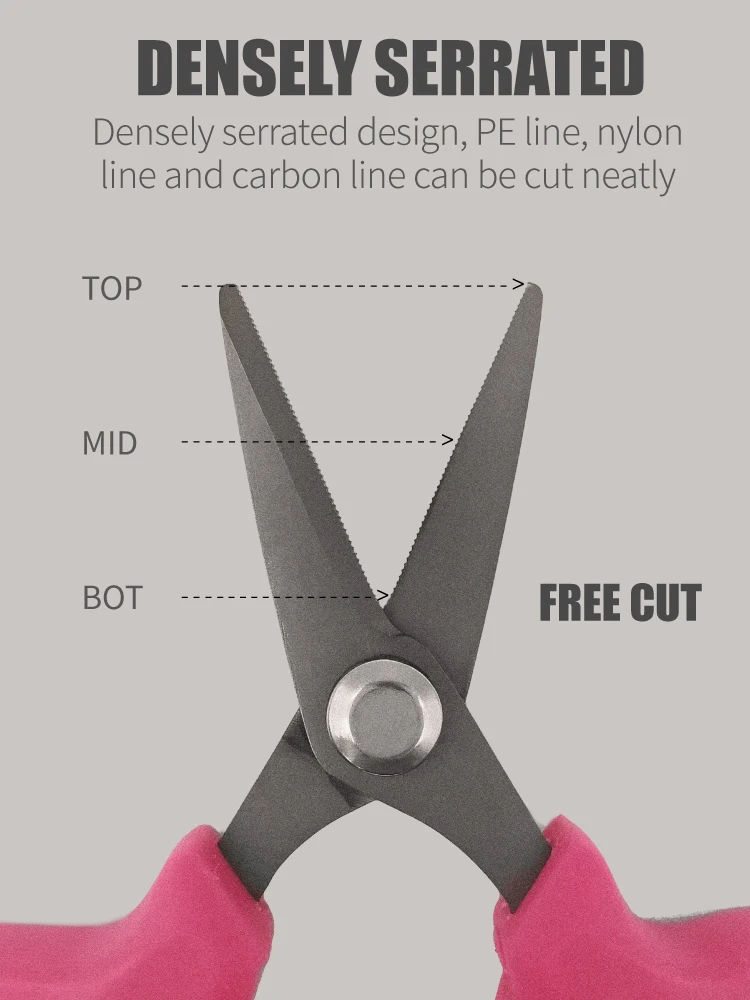 Tijeras de hilo de pescar Lureholic, densamente dentadas, mango suave ergonómico, 11,5 cm de largo, 30 g de peso, para trenzado, línea de carbono - imagen 5