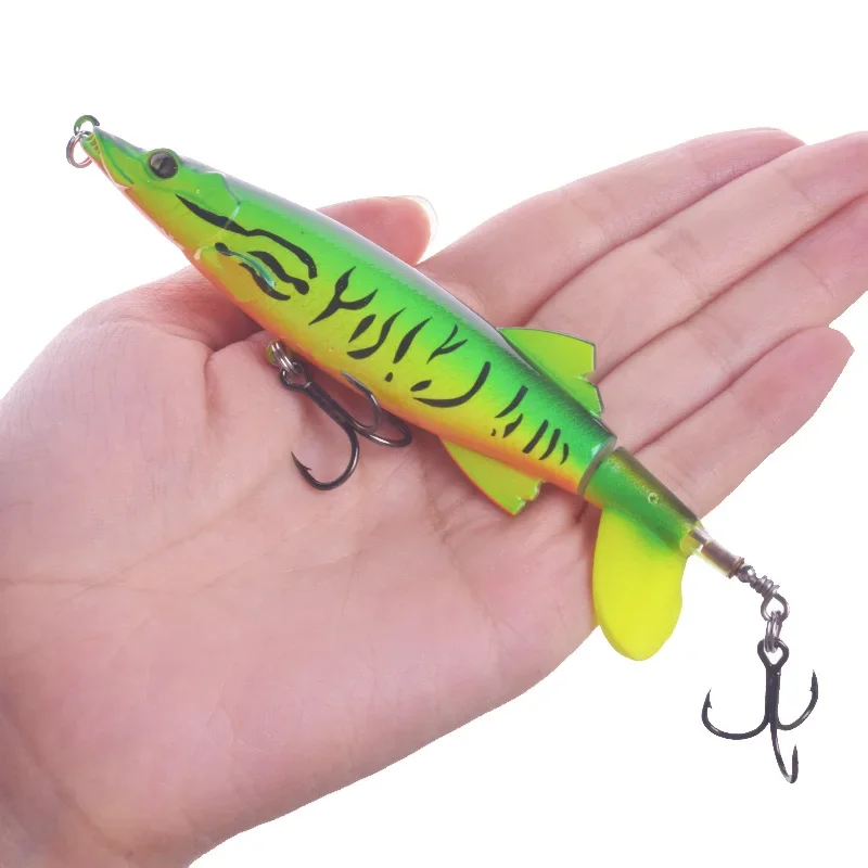 Señuelo de Pesca Topwater, 1 unidad, 13cm, 16g, cebo Artificial, cola giratoria dura y suave, aparejos de Pesca de Lucio, Geer Swimbait, Pesca