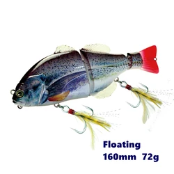 AOCLU-señuelo de pesca Swimbait flotante, cebo de lubina, agua salada fresca, anzuelos fuertes BKK, vibración, pececillo, 160mm, 72g, 9 colores