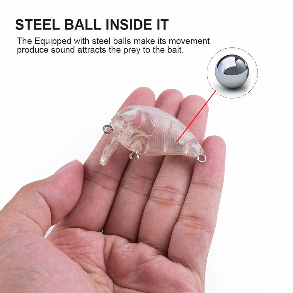 Hanlin-Cebo Artificial para pesca de lubina, accesorio pequeño y poco profundo en blanco sin pintar, manivela, 10/20 piezas, 4,5 cm, 6,0g - imagen 4