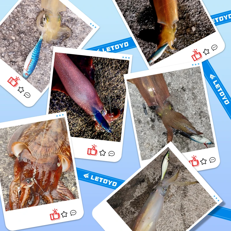 LETOYO 7s/m Plantilla de calamar cebo de calamar luminoso de 60mm, Cuenta de sonajero, cebo Artificial para Webfoot, pulpo, sepia, Señuelos de Pesca de Mar - imagen 5