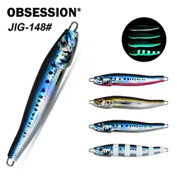 OBSESSION J148 20g-220g pesca de Metal en forma de S señuelo Jigbait duro brillo hundimiento Jig cebo escala realista pesca señuelos de Jigging de Metal