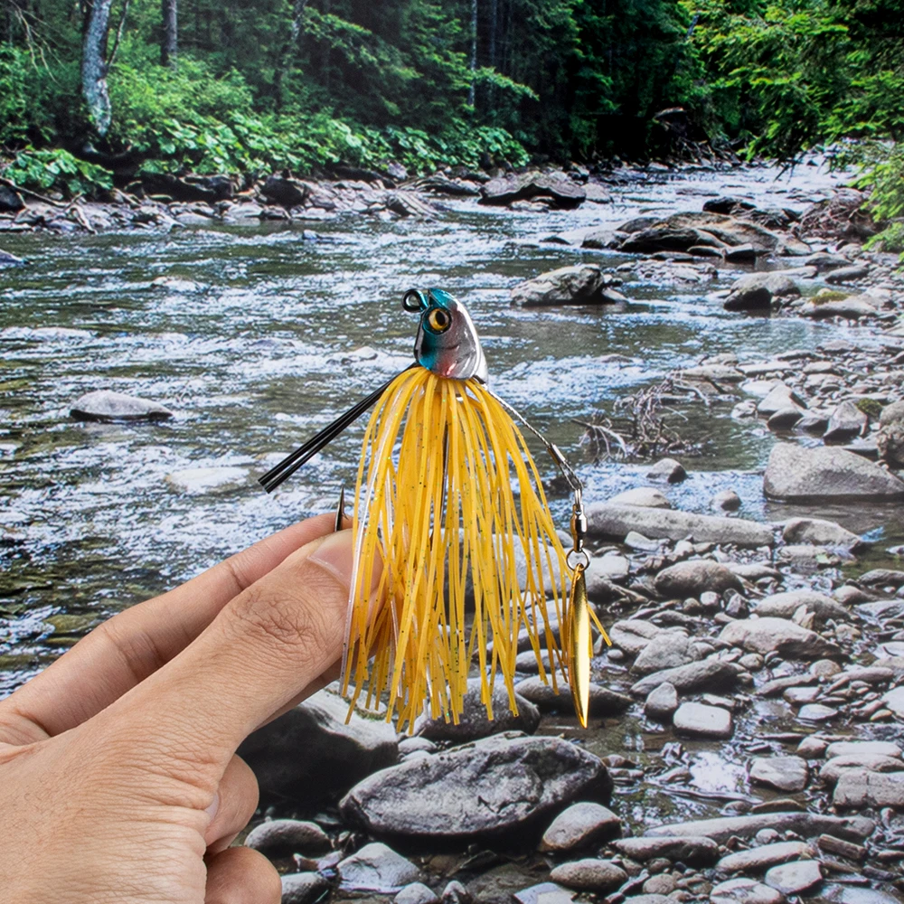 13g falda de silicona Jig Head Metal Jig Spinner Chatter Bait Bass Jig con hoja de sauce Swimbait Jigging señuelo para lubina de agua salada - imagen 4