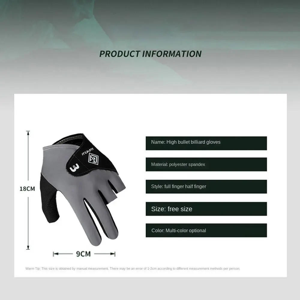 Guantes de billar para hombre, guantes de piscina con 3 dedos para mano izquierda, antideslizantes, transpirables, accesorios de billar, 1 ud. - imagen 4