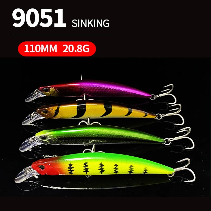 Señuelos de pesca Jerkbait de pececillo que se hunden, 110mm, 21g, tierra, agua salada, lubina, tiro largo, cebo duro Artificial, accesorios de pesca