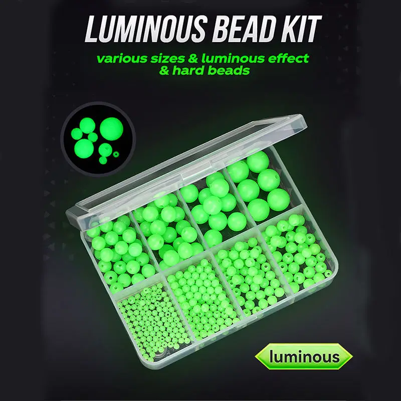 346 Uds Kit de cuentas luminosas accesorios de pesca cuentas Combo 8 tamaños en una caja cuentas de pesca de alta calidad - imagen 2