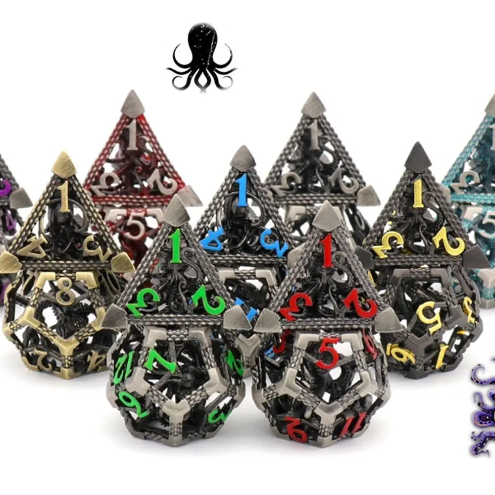 Juego de dados de Metal para DND, 7 piezas, D20 D12 D8 D6 - imagen 2