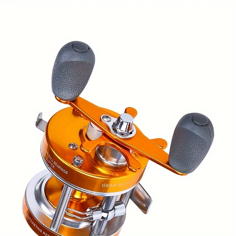 Todo Metal carbono centrífugo doble freno 5,2: 1 cebo de pesca fundición Baitcasting carrete giratorio mango de potencia rueda para peces lubina - imagen 5