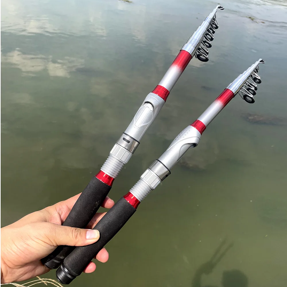 Caña de pescar giratoria telescópica, carrete de pesca combinado con rueda fuerte, arrastre máximo de 15kg para lubina, Lucio, trucha, aparejos de pesca en Río, 1,8-3,6 m - imagen 3