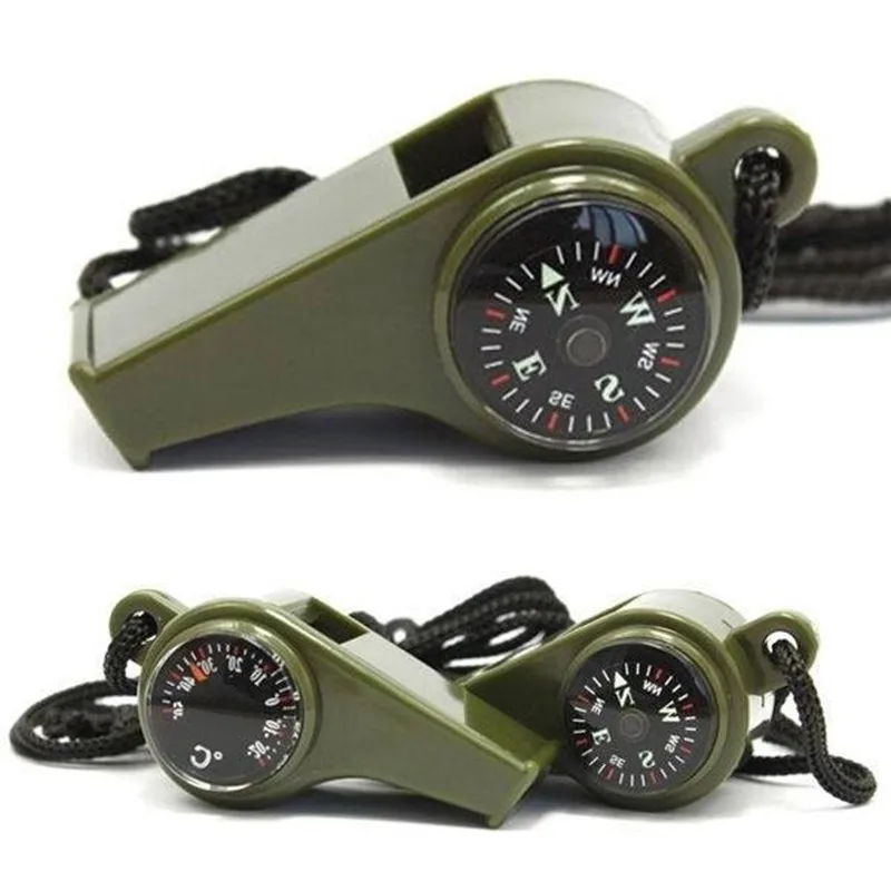 3 en 1 multifuncional al aire libre Camping senderismo silbato de emergencia brújula termómetro - imagen 3