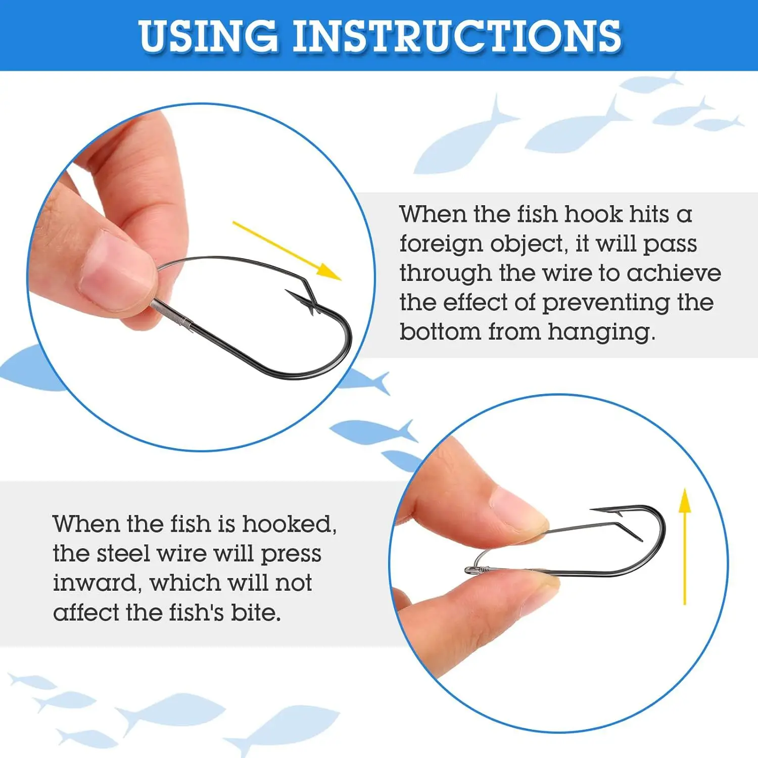 10 Uds. Nuevos anzuelos de pesca de acero rico en carbono con diseño inferior antienganches-anzuelos individuales para pescar con protección dental - imagen 2