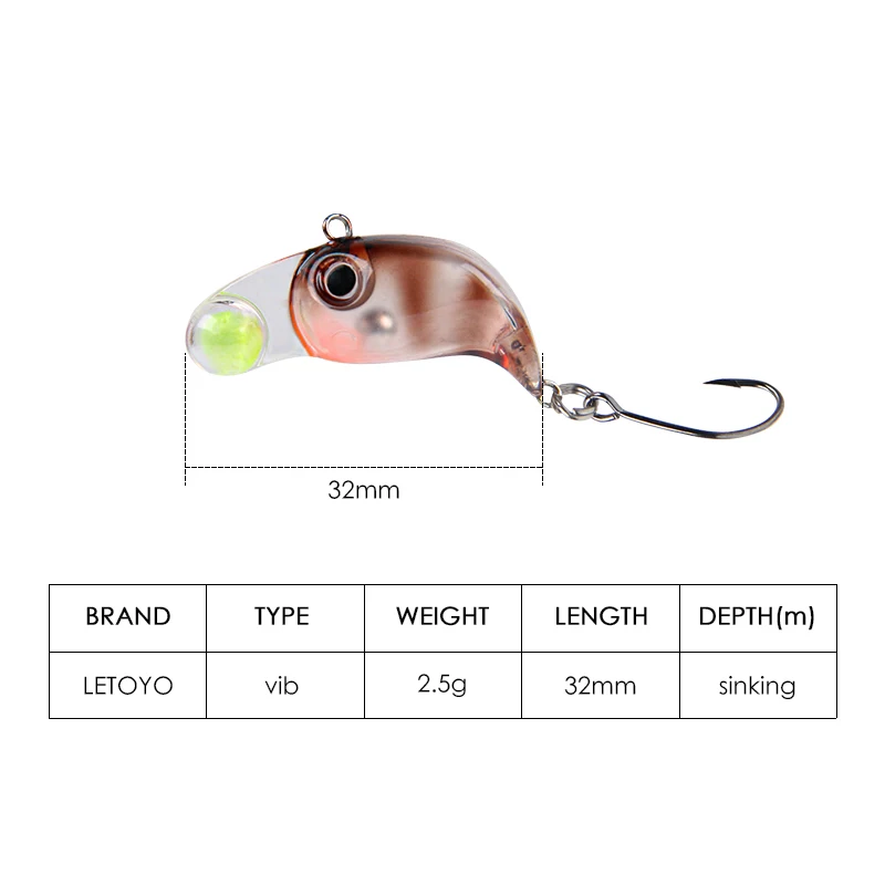 LETOYO-2,5g/25mm,Mini señuelo de pesca giratorio, Micro VIB, cebo de fundición, Crankbait, Wobblers, percha, Lucio de trucha, aparejos de  pesca cebos vinilos señuelos de pesca spinning señuelo pesca cebo mini jigs - imagen 2