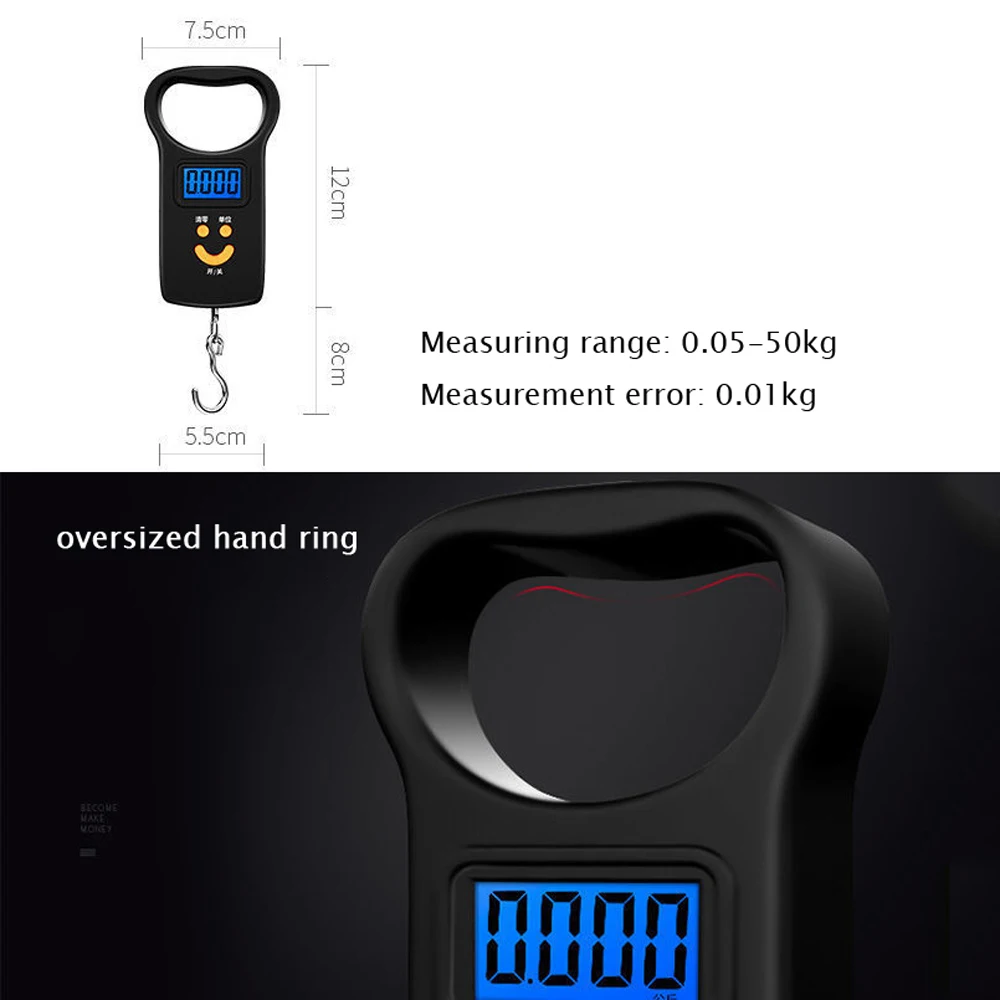 Báscula de pesca de mar con carga USB, balanza Digital de 50kg y 10g, balanza electrónica, Maleta, bolsa de equipaje, báscula colgante portátil para viaje - imagen 5