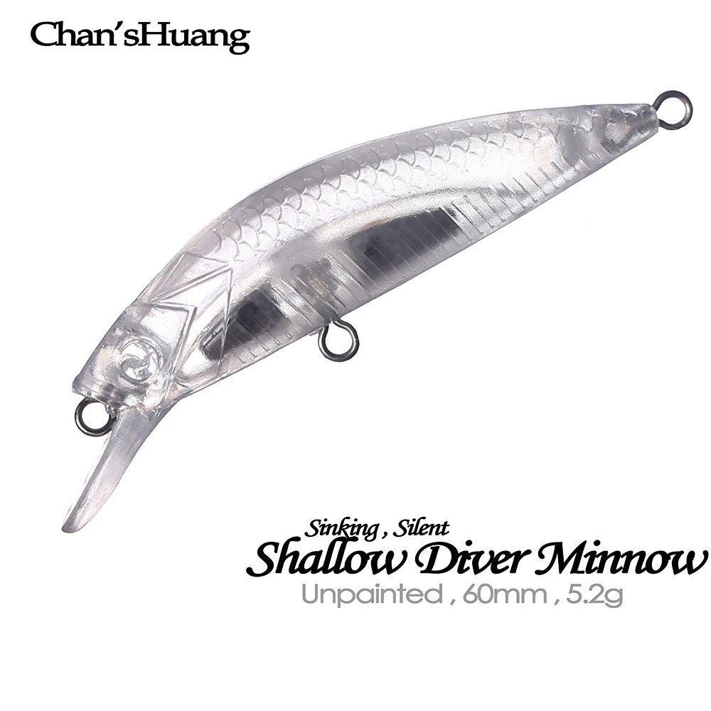 Chan'sHuang 30 Uds sin pintar 60mm 5,2g buzo poco profundo hundimiento pececillo cebo silencioso Wobblers DIY hecho a mano Señuelos de pesca en blanco