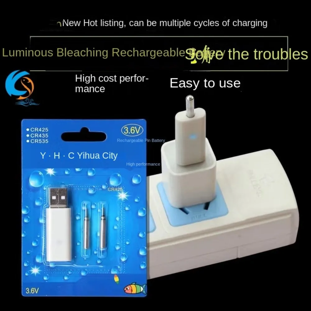 Accesorios de pesca nocturna, cargador USB, boya eléctrica de 1/2 agujeros, aparejos, flotador de pesca, batería luminosa Bobber CR425 CR322 - imagen 5