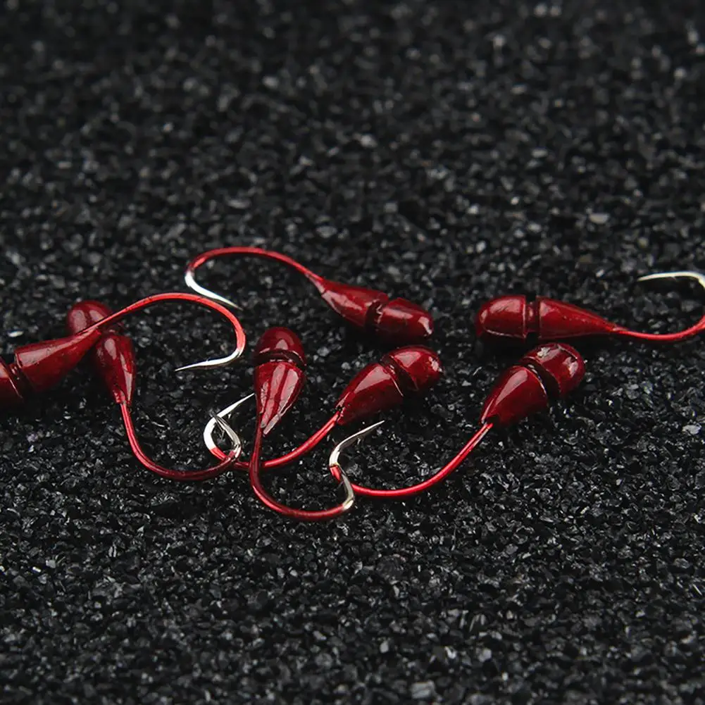 50 Uds. Anzuelo de pesca rojo de Metal resistente 45 grados anzuelos de púas afilados agua dulce agua salada lubina perca accesorios de pesca - imagen 5