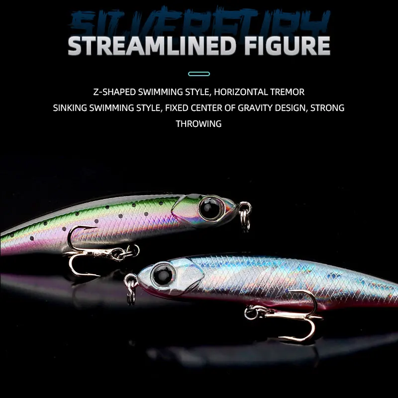 Magic Works-señuelos de pesca duros con lápiz, vibrador que se hunde, Wobblers, 5,8g, 60mm, cebos de pesca artificiales, aparejos de pesca para lubina - imagen 4