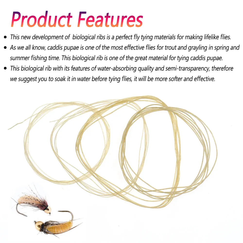 Bimoo, 1 metro, atado de moscas, línea de costilla biológica para ninfa Caddis Pupae, costilla corporal, grigio, trucha, Señuelos de pesca, cebos, Material de atado de moscas - imagen 3