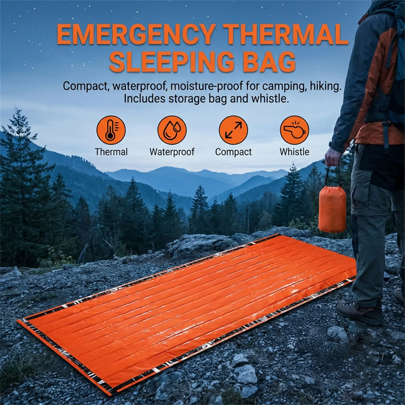 Saco de emergencia portátil aislado impermeable para camping - imagen 2