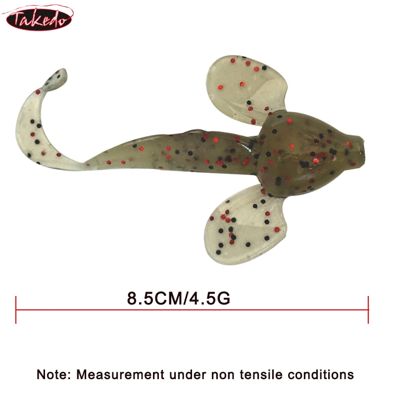 TAKEDO-señuelo de pesca de salamandra gigante simulado, cebo Artificial de PVC suave para Tortuga, lubina y pez mandarín, 8,5 CM, 4,5G, 6 unids/lote por bolsa - imagen 2