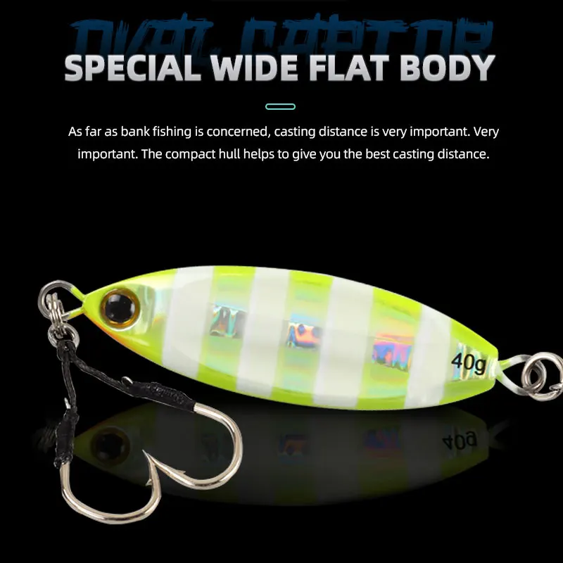 Magic Works-gabarito lento de Metal, 28g, 40g, 60g, lubina para Señuelos de Pesca, cebo Artificial, suministros de aparejos, nuevo anzuelo afilado para peces falsos - imagen 5