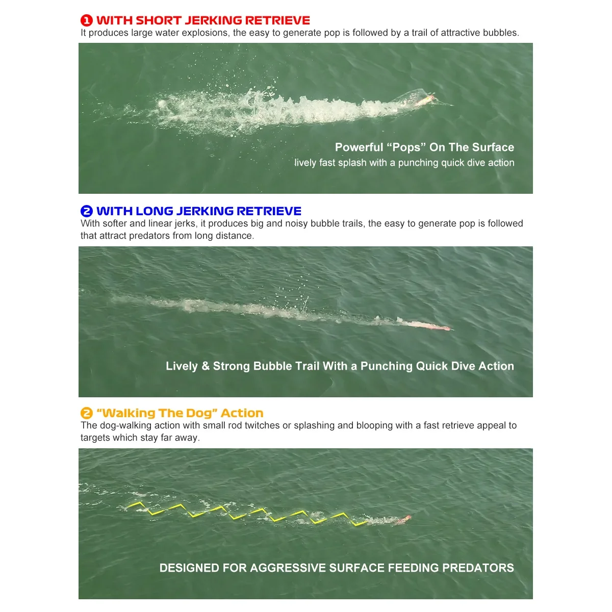 Noeby Bulldoze Popper señuelo de pesca 165mm 68g flotante Popper caminando la superficie del perro Wobbler cebo duro Artificial cebos de palo - imagen 5