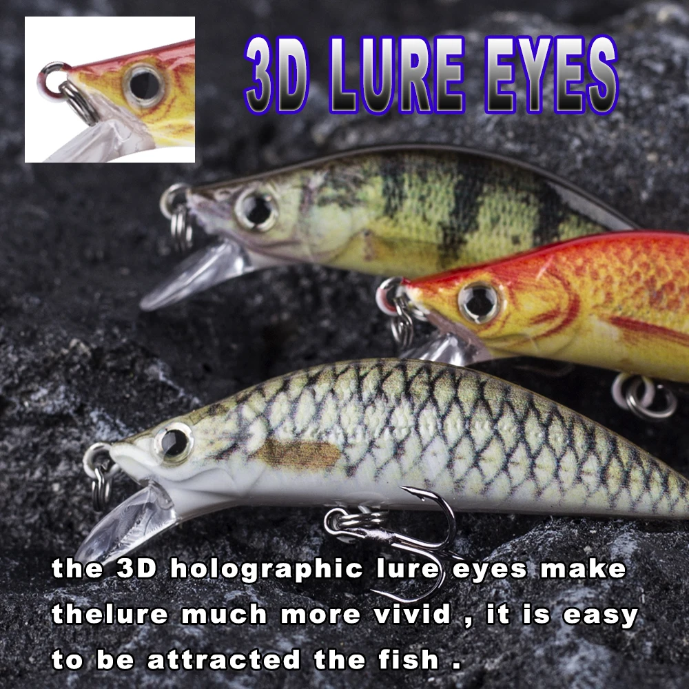 CCLTBA pequeño pececillo hundido 5,5 cm 5,5g Señuelos de pesca artificiales Wobble cebo duro Crankbait aparejos de pesca de pececillo de agua dulce - imagen 4