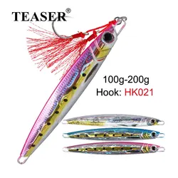 J94 100g 120g 150g 200g Jigging señuelo de pesca de agua salada impresión 3D láser brillante largo hundimiento rápido cebo de Jigging Vertical