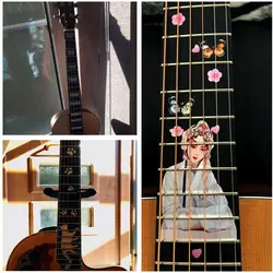 Nuevas piezas de Guitarra eléctrica, hermosas pegatinas ultrafinas, calcomanías con incrustaciones cruzadas, accesorios de Guitarra, pegatina para diapasón