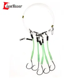 Aparejo de pargo con tubos luminosos – 5 anzuelos circulares para pesca profunda